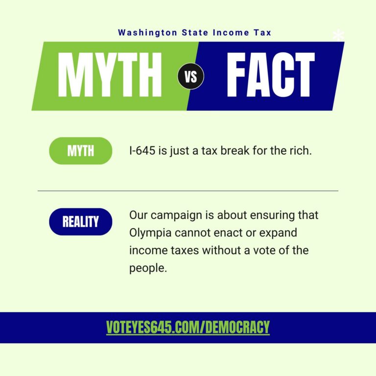 Myth vs. Fact campaign graphic about requiring a public vote to enact or expand income taxes.