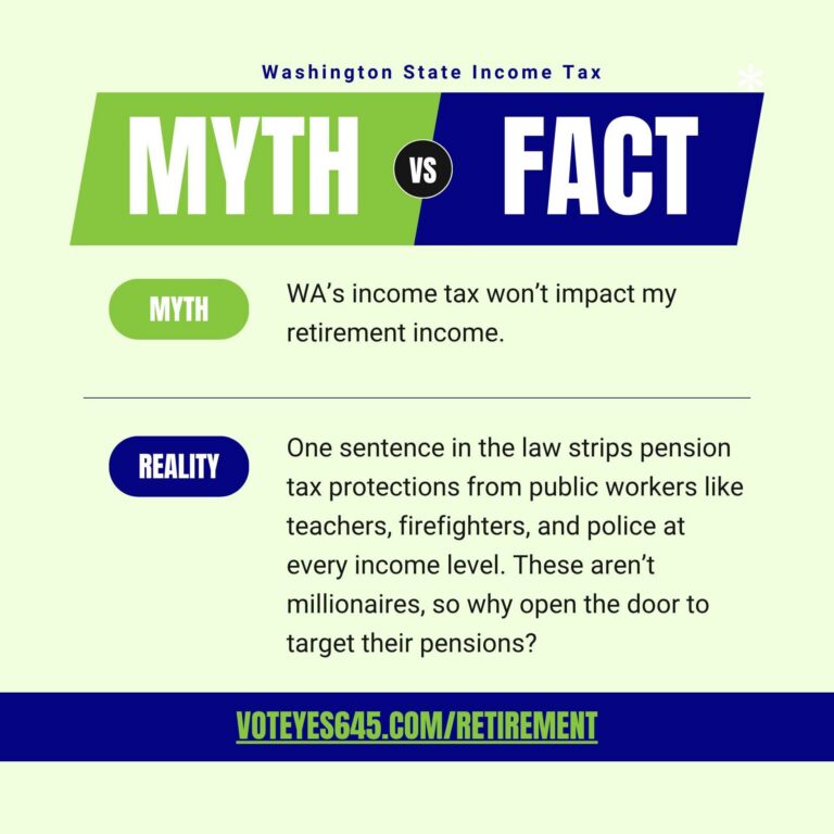 Myth vs. Fact campaign graphic about the income tax and protections for retirement income.